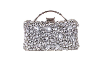 Jane Silver Diamond Rhinestone Clutch Bag - Fashion Genie Boutique