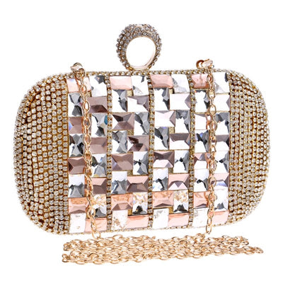 Annie Rose Gold Rhinestone Embellished Clutch Bag - Fashion Genie Boutique
