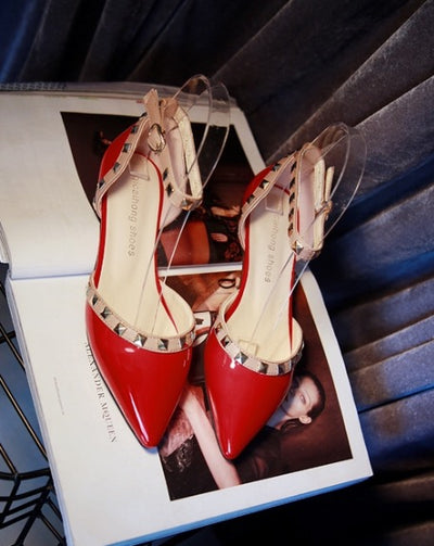 Between Me and You Red Studded Pumps - Fashion Genie Boutique