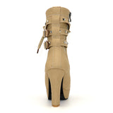 Lady Tan Studded Lace-up Round Toe Women's Ankle Boots - Fashion Genie Boutique