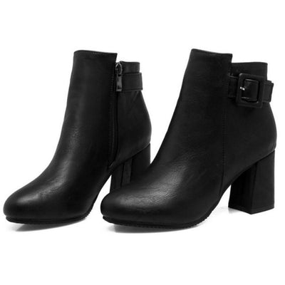 Outta Town Black Block Heel Ankle Boots - Fashion Genie Boutique