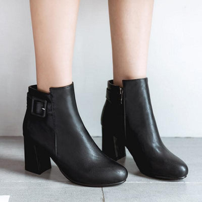 Outta Town Black Block Heel Ankle Boots - Fashion Genie Boutique