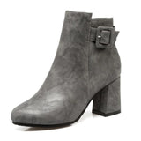 Outta Town Grey Block Heel Ankle Boots - Fashion Genie Boutique