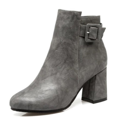 Outta Town Grey Block Heel Ankle Boots - Fashion Genie Boutique