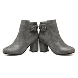 Outta Town Grey Block Heel Ankle Boots - Fashion Genie Boutique