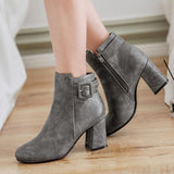 Outta Town Grey Block Heel Ankle Boots - Fashion Genie Boutique