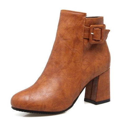 Outta Town Brown Block Heel Ankle Boots - Fashion Genie Boutique