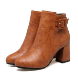 Outta Town Brown Block Heel Ankle Boots - Fashion Genie Boutique