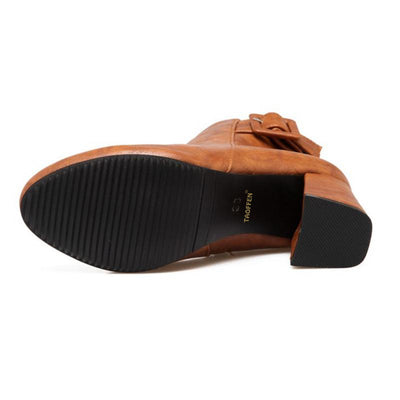 Outta Town Brown Block Heel Ankle Boots - Fashion Genie Boutique