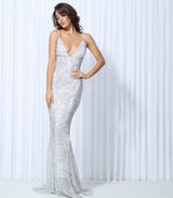 Goal Digger Silver Sequin Fishtail Maxi Dress - Fashion Genie Boutique