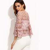 Bell Me Pink Crochet Flare Sleeve Top - Fashion Genie Boutique