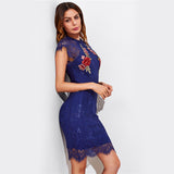 Curve Appeal Blue Embroidered Lace Mini Dress - Fashion Genie Boutique