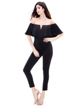 On Frill Alert Black Frill Bardot Jumpsuit - Fashion Genie Boutique