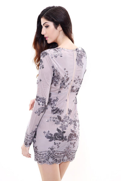No Surprises Lavender Long Sleeved Sequin Mini Dress - Fashion Genie Boutique