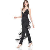 Black Beauty Sequin Tassel Jumpsuit - Fashion Genie Boutique