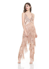 Gold Beauty Rose Gold Sequin Tassel Jumpsuit - Fashion Genie Boutique