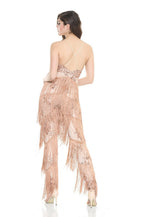 Gold Beauty Rose Gold Sequin Tassel Jumpsuit - Fashion Genie Boutique