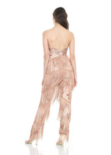 Gold Beauty Rose Gold Sequin Tassel Jumpsuit - Fashion Genie Boutique