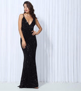 Goal Digger Black Embellished Sequin Maxi Party Gown Dress - Fashion Genie Boutique