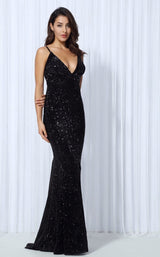 Goal Digger Black Embellished Sequin Maxi Party Gown Dress - Fashion Genie Boutique
