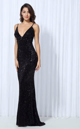 Goal Digger Black Embellished Sequin Maxi Party Gown Dress - Fashion Genie Boutique