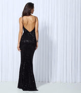 Goal Digger Black Embellished Sequin Maxi Party Gown Dress - Fashion Genie Boutique