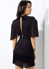 Simple Things Black Fringed Shoulder Mini Dress - Fashion Genie Boutique