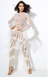 Confessions White Long Sleeved Tassel Fringed Jumpsuit - Fashion Genie Boutique