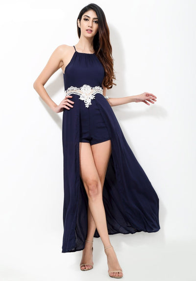 California Dreaming Navy Maxi Skirt Playsuit - Fashion Genie Boutique