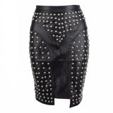 Sin City Faux Leather Studded Mini Skirt - Fashion Genie Boutique