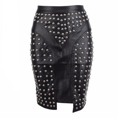 Sin City Faux Leather Studded Mini Skirt - Fashion Genie Boutique