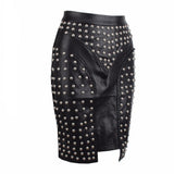 Sin City Faux Leather Studded Mini Skirt - Fashion Genie Boutique