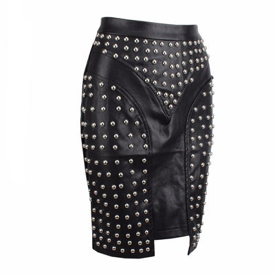 Sin City Faux Leather Studded Mini Skirt - Fashion Genie Boutique