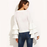 Rapid Ruffles White Frill Sleeve Top - Fashion Genie Boutique