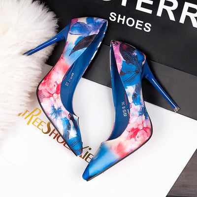 Buttercup Multi Floral Print Pointed Toe Court Shoe - Fashion Genie Boutique