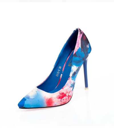 Buttercup Multi Floral Print Pointed Toe Court Shoe - Fashion Genie Boutique