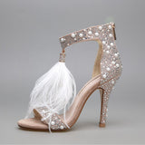 Walking on a Dream Feather Embellished High Heels - Fashion Genie Boutique