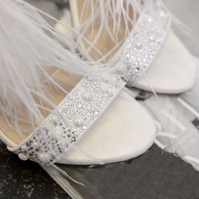Walking on a Dream Feather Embellished High Heels - Fashion Genie Boutique