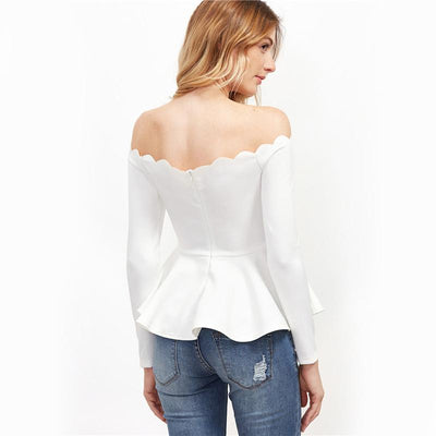 Stand Down White Bardot Peplum Top - Fashion Genie Boutique