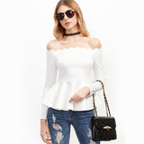 Stand Down White Bardot Peplum Top - Fashion Genie Boutique