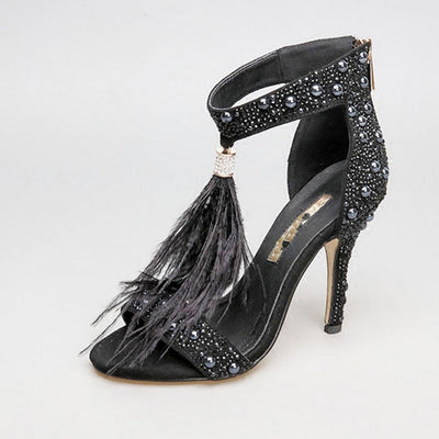 Walking on a Dream Feather Embellished High Heels - Fashion Genie Boutique