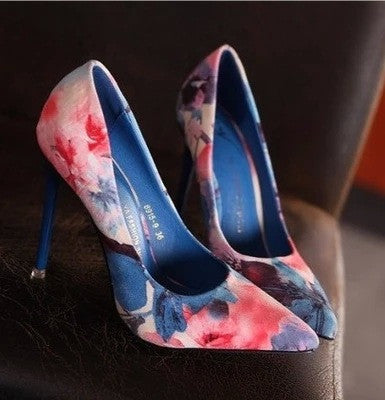Buttercup Multi Floral Print Pointed Toe Court Shoe - Fashion Genie Boutique