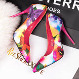 Buttercup Multi Floral Print Pointed Toe Court Shoe - Fashion Genie Boutique