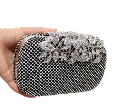 Eileen Flower Crystal Clutch Bag - Fashion Genie Boutique