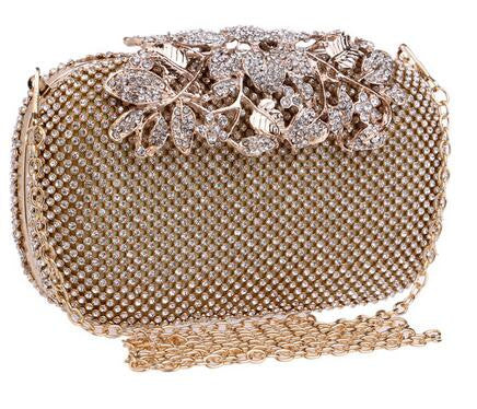 Eileen Flower Crystal Clutch Bag - Fashion Genie Boutique
