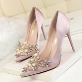 Lavish Life Embellished Satin High Heels - Fashion Genie Boutique