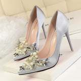 Lavish Life Embellished Satin High Heels - Fashion Genie Boutique