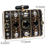 Elena Black Beaded Rhinestone Embellished Clutch Bag - Fashion Genie Boutique