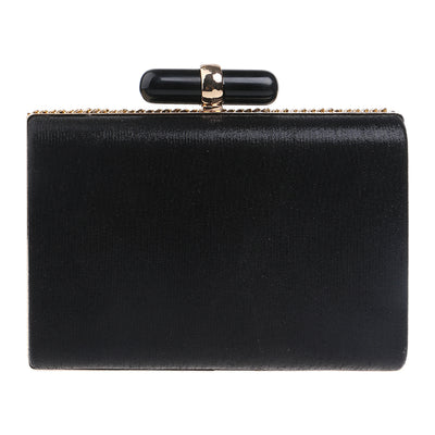 Elena Black Beaded Rhinestone Embellished Clutch Bag - Fashion Genie Boutique