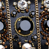 Elena Black Beaded Rhinestone Embellished Clutch Bag - Fashion Genie Boutique